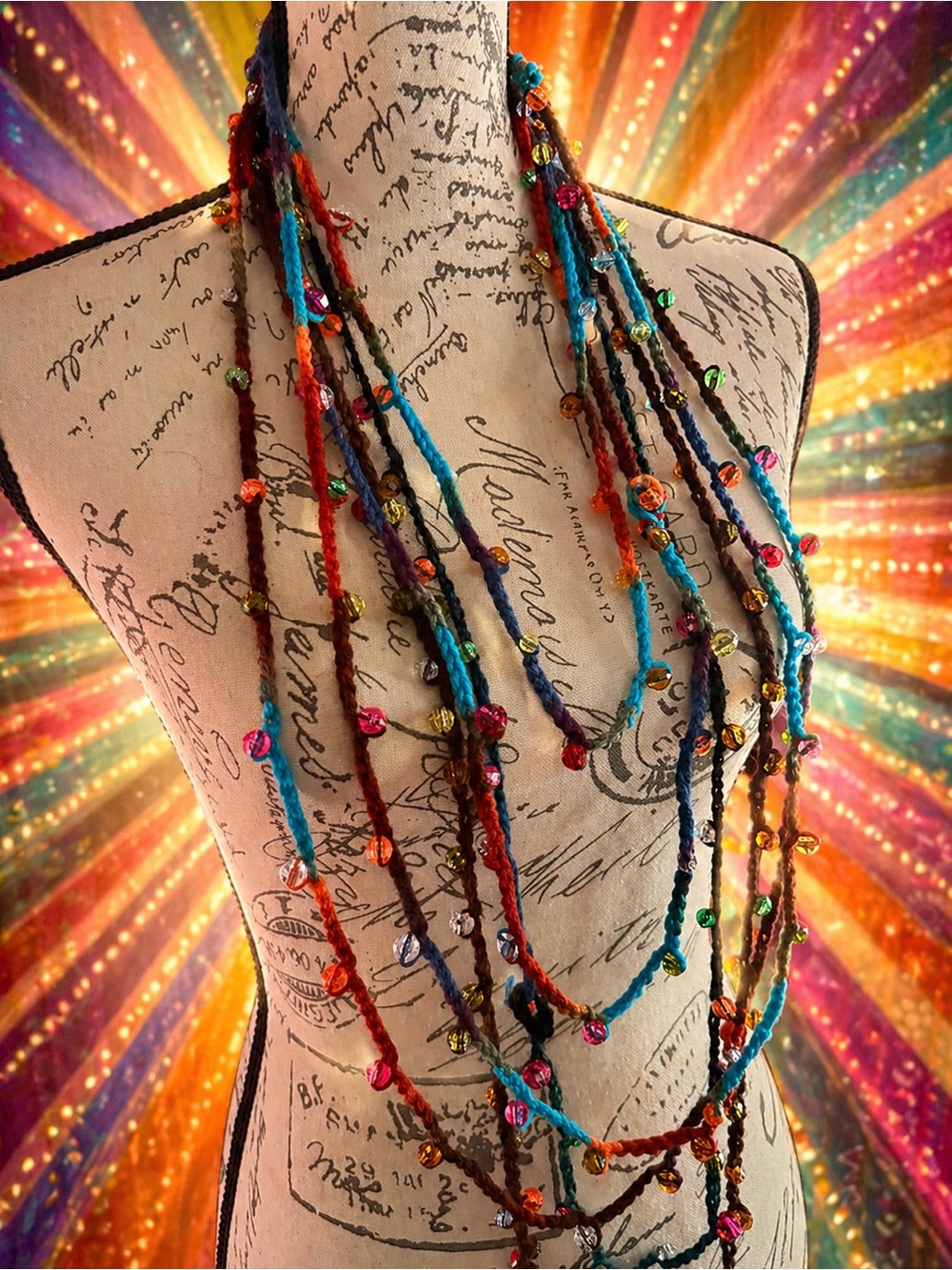 Multistrand Bohemian Beaded Rope Necklace - Multicolor